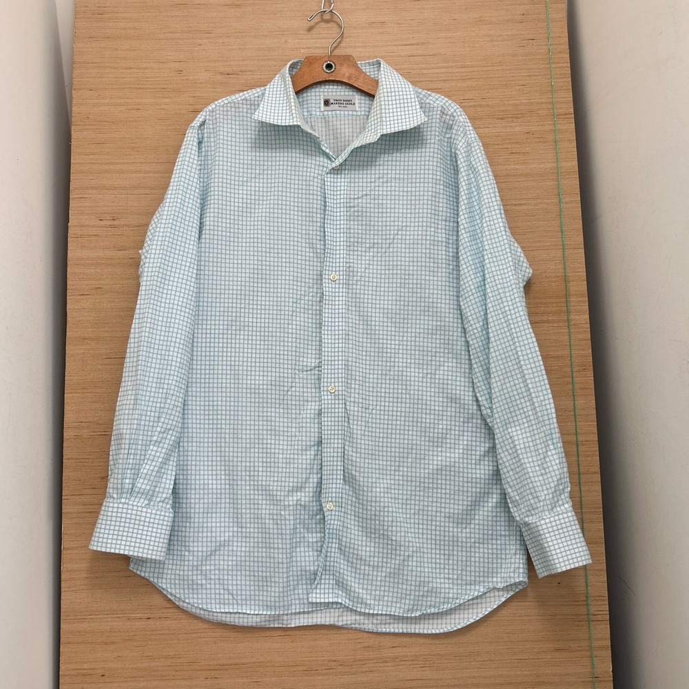 Troy Shirt Makers Guild Mens Blue White Graph Check Button Down Shirt 23x32